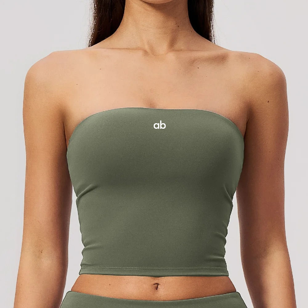 Strapless Bra Backless - 女性用、ストラップなし、背中が開いたデザインのスポーツブラ。パッド入りでバストアップ効果があり、衝撃吸収性に優れ、通気性も抜群。チューブトップ型で、無地のカラー。ヨガやジムでのアクティブウェアに最適。