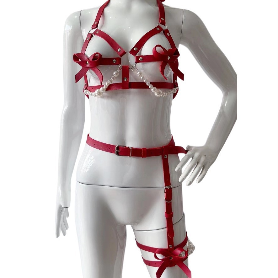 Garter Belt Set - セクシーなレザーハーネス女性セットボディボンデージベルトパンクストラップレッグタイトガーターゴスアクセサリーサスペンダーベルトセット