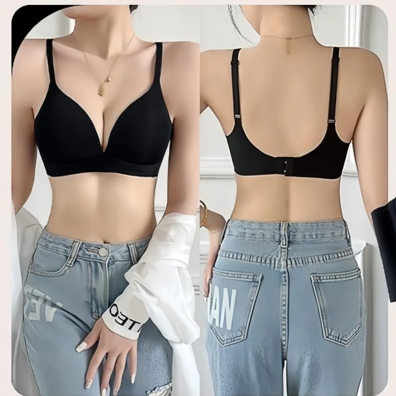日本風シームレスプッシュアップブラ、女性用、ワイヤレスディー - Bralette Wireless Soft のレビューと価格
