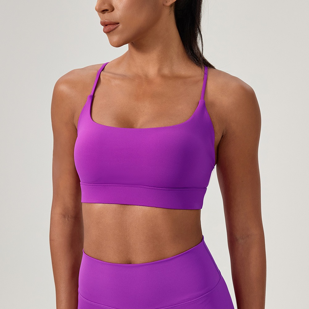 女性のセクシーなヨガブラクロスストラップ通気性フィットネスス - Sports Bra High Impact のレビューと価格