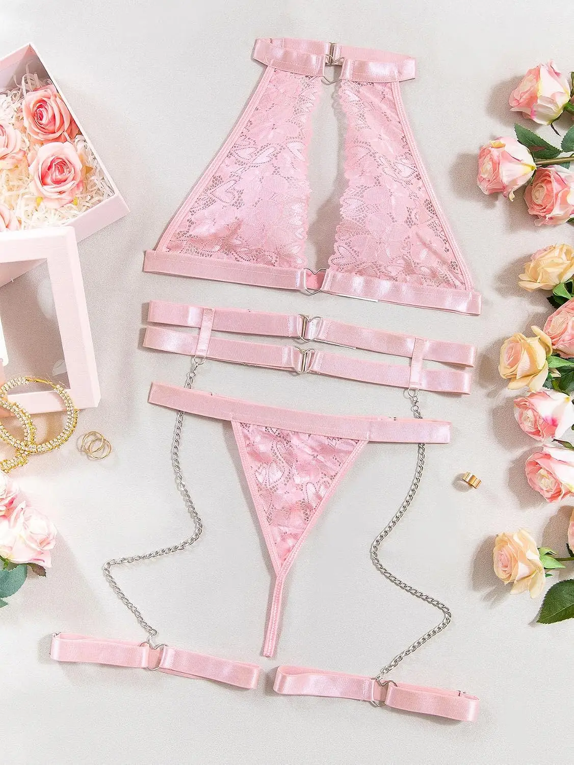 フォクシーニー セクシー ホルターネック ハートリング カッ - Garter Belt Set のレビューと価格